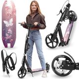 HyperMotion Skyline Step voor Volwassenen en Kinderen – Opvouwbare Aluminium Step met Schokdempers, Handrem en Grote Wielen