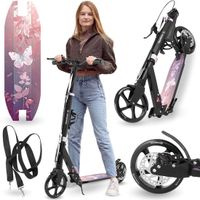 HyperMotion Skyline Step voor Volwassenen en Kinderen – Opvouwbare Aluminium Step met Schokdempers, Handrem en Grote Wielen