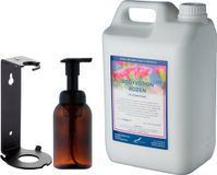 Claudius Cosmetics B.V. Claudius Zeepdispenser 300 ml amber bruin hervulbaar + 5 Liter Bodylotion Rozen navulling (inclusief beugel)