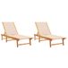 VidaXL Lit de jardin 2 pièces Acacia Bois Textilène Crème