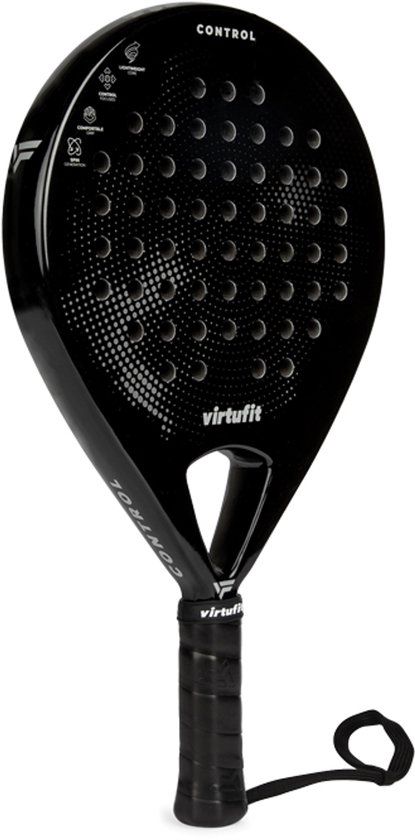 VirtuFit Control Padel Racket - Zwart - Grijs - Rond Blad - Beginner
