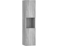 vidaXL Badkamerkast - 30x30x130 cm - Bewerkt Hout - Grijs Sonoma Eikenkleur