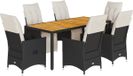 vidaXL 7-delige tuinset met kussens, zwart, van polyrotan