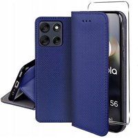 Motorola Housse pour Motorola Moto G56 5G - etui coque pochette portefeuille + film ecran - BLEU MAGNET