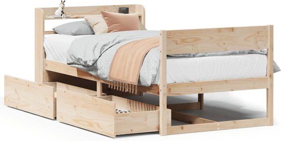 vidaXL Bedframe Massief Grenenhout 90x200 cm Naturel