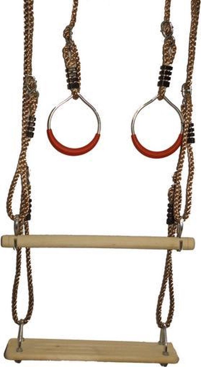 Hermic Schommelzitje met trapeze en ringenset PP touwen