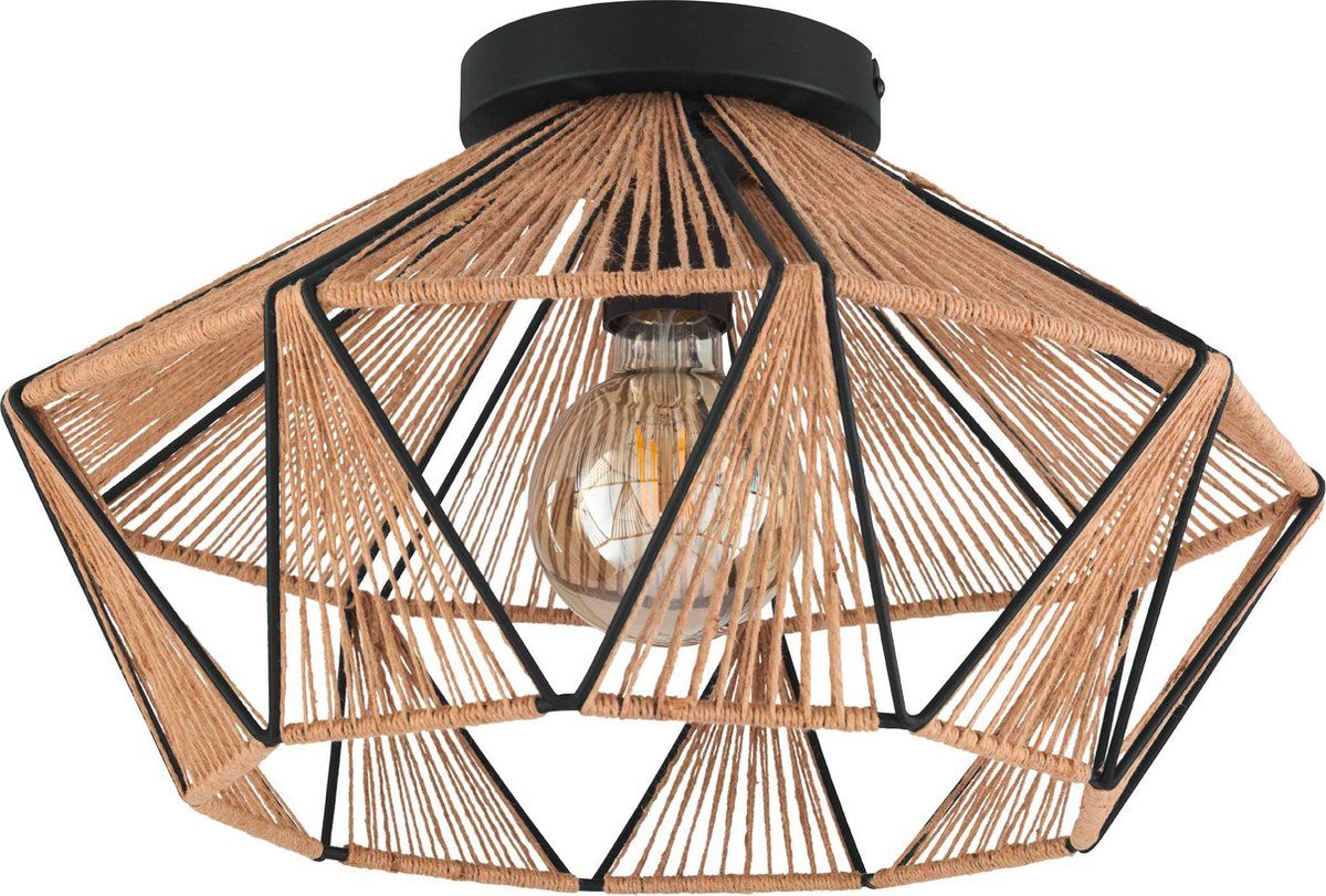 EGLO Adwickle Plafondlamp - Ø 44,5 cm - Zwart/Bruin