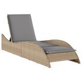 VidaXL Lit de jardin avec coussin 60x205x73 cm poly rotin beige
