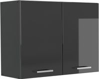 Vicco Glazen keukenkast R-Line, Antraciet Hoogglans/Antraciet, 80 cm