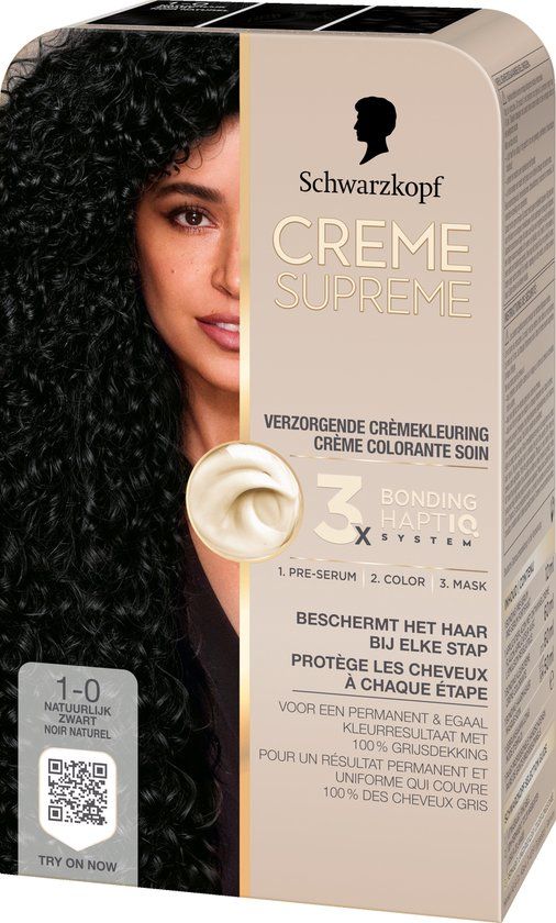 Schwarzkopf Creme Supreme 1-0 Natuurlijk Zwart Permanente Haarverf