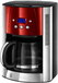 Russell Hobbs Luna Filter Coffee Machine - Black, Red, Silver - 1.8L, 12 Cups, Timer
