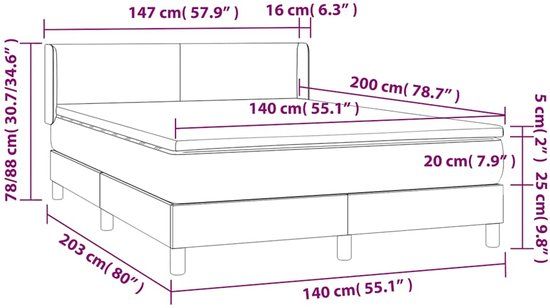 vidaXL Boxspring met matras fluweel donkerblauw 140x200 cm