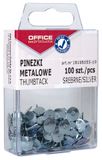 Office Products Punaises klassiek, bakje met 100 stuks, zilver