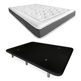DUÉRMETE ONLINE Zwart compleet bed met visco-elastische matras Bio Nature + versterkt bodemkussen, kleur 6 poten, hout, 105 x 190 cm