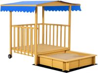 Outsunny Sandkasten Tanne 133L x 129B x 137,5H cm Naturholz