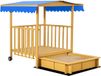 Outsunny Sandkasten Tanne 133L x 129B x 137,5H cm Naturholz