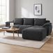 Mofor Canapé d'angle modulable 264 cm avec pouf – Canapé 3 places en forme de L en velours côtelé souple – Sans montage – Gris foncé