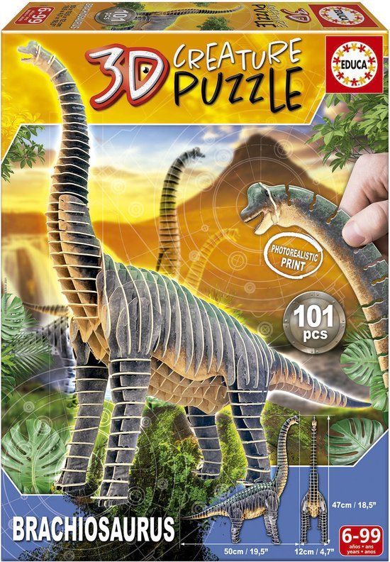 Educa Brachiosaurus 3D Puzzle - 101 Pieces - Dinosaur Theme