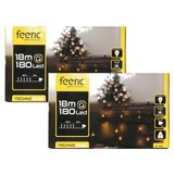 Feeric lights & Christmas Feeric lights Kerstverlichting lichtsnoer - 2x - 180 led lampjes - warm wit - 18 meter - groen snoer