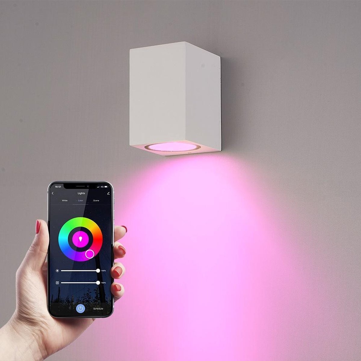 HOFTRONIC Homeylux® Smart Wifi LED Wandlamp Wit met 5,5W Dimbare RGBWW GU10 spot - IP44 - 400lm - Marion - Geschikt voor Binnen en Buiten