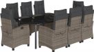 vidaXL 9-delige tuinset met kussens, polyrattan, grijs