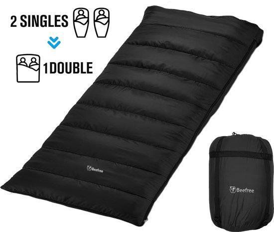 Beefree Slaapzak XL - Grote Katoenen 220 x 90cm - aanritsbaar - Zwart