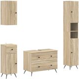 vidaXL Ensemble de meubles de salle de bain 4 pièces BREDA Sonoma Eiken Bois d'ingénierie
