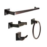 SENTO CELLAR Klassieke badkameraccessoireset, zware metalen badhardwareset voor wandmontage, inclusief badkledinghaak, standaard toiletpapierhouder, handdoekring, 24 inch handdoekstang (4-delig)