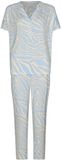 Pastunette Premium Pyjama Skyway EcoVero Viscose Blauw/Ecru Maat 36