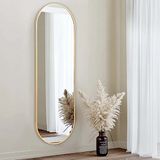 Merkloos Seraluxe Passpiegel - Ovaal - Wandspiegel - 150 x 40cm Goud