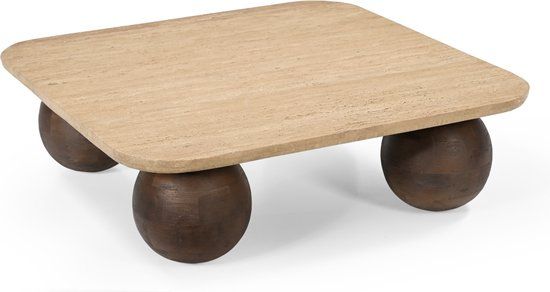 Giga Meubel Salontafel Nori - Vierkant - Travertin - 90cm