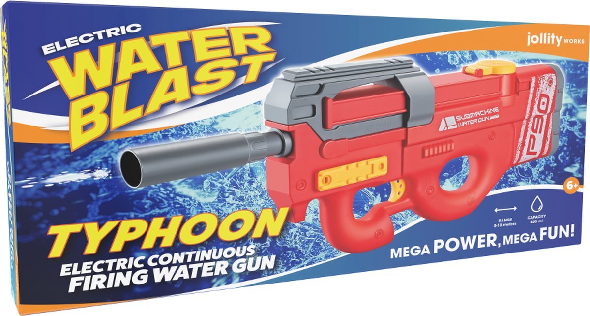 Jollity Works WaterBlast - Volledig Elektrisch Waterpistool Typhoon - Rood