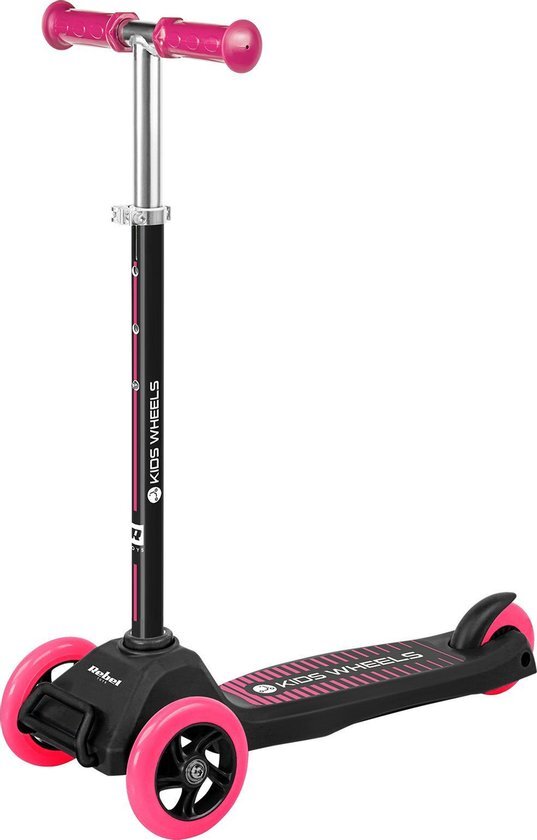 Rebel Electro Rebel ZAB0121P Kids Wheels - kids step - met 3 wielen - zwart/roze - vanaf 3 jaar