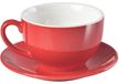 Tasse à café en porcelaine avec soucoupe - 220 ml - Rouge