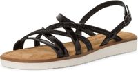 Tamaris Dames Platte Sandalen Zwart Leer Gesp 36