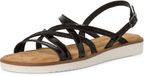 Tamaris Dames Platte Sandalen Zwart Leer Gesp 36