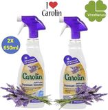 Carolin Marseillezeep 2x650ml ontvetter spray | Lavendel | natuurlijke huishoudelijke reiniger