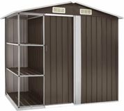 vidaXL Tuinschuur met rek 205x130x183 cm ijzer bruin