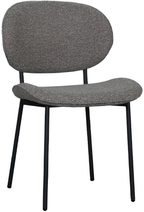 LABEL51 Senn Eetkamerstoel - Bruin - Stof - Zwart Metalen Frame