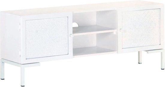 vidaXL Tv-meubel - 115x30x46 cm - Massief Mangohout - Wit