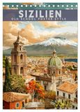 Sizilien Calvendo Sizilien - Old School Poster Style (Tischkalender 2027 DIN A5 hoch)