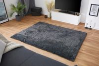 andiamo Alpa kunstbont tapijt, gezellig hoogpolig, woonkamertapijt, bonttapijt, 35 mm poolhoogte, zacht en pluizig tapijt, woonkamer, antraciet, 50 x 110 cm