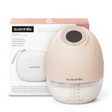 Suavinex, Borstkolf, handsfree melkpomp, draadloos, zonder slangen, met batterij, 3 modi en 9 zuigsterktes, met adapter, etui en borstel, led-display, tank 180 ml