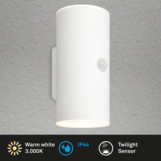Briloner Lima LED Buitenlamp met Bewegingssensor - Wit