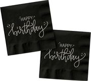 Folat Servetten Crème Noir Happy Birthday 20 stuks