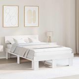 Maison Exclusive - Cadre de lit avec tête de lit, blanc, 140 x 190 cm, pin massif