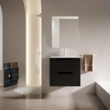 Saniclass Prime Balance Badkamermeubelset - 60x55x45cm - 1 rechthoekige keramische wasbak wit - 1 kraangat - 2 lades - rechthoekige spiegel - mat zwart SW892618/SW804530/SW724611