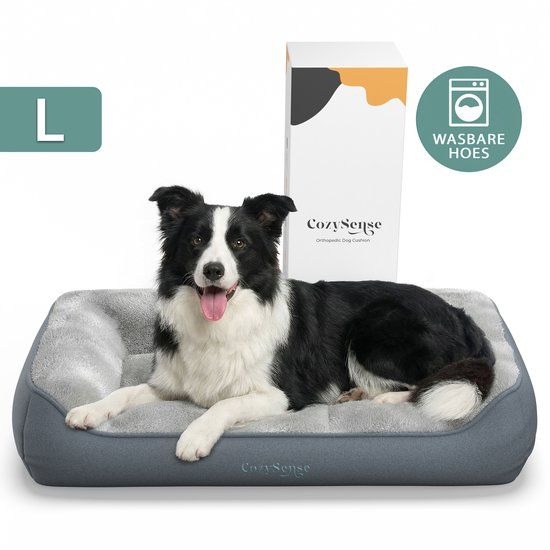CozySense Orthopedisch Hondenkussen 89x54 cm Maat L - Waterdicht & Wasbaar - Benchkussen en Hondenbed - Ultra Zachte Sherpa Stof - Grijs & Antraciet