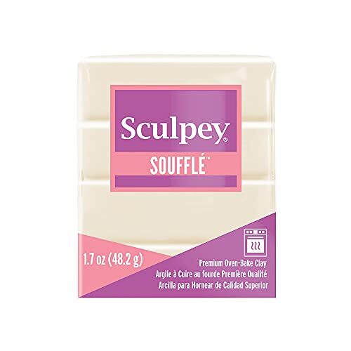 Sculpey Soufflé Polymer Oven-Bake Clay, Ivoor, Niet giftig, 1.7 oz. bar, Geweldig voor het maken van sieraden, vakantie, DIY, Mixed Media en meer! Premium lichtgewicht Oven Bake Clay., OSFA, SU 6647