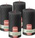 Bolsius Rustieke Kaars - Gedraaid Patroon - 4 stuks - Antraciet - 60 branduren - 13 cm